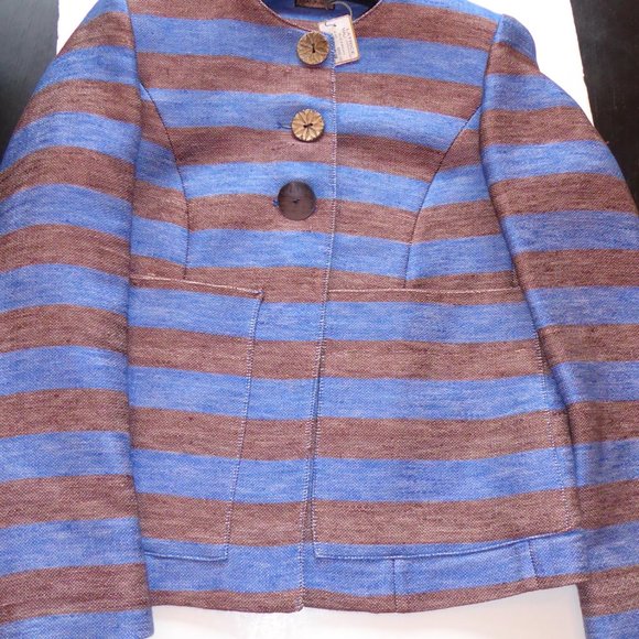 Maliparmi Women's Latrice Mali Blue Brown Stripe Jacket US Size 4 Euro Size 40 - Picture 5 of 8